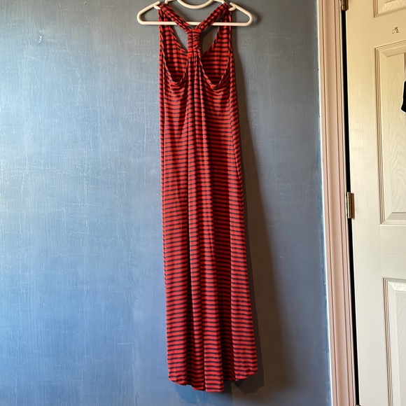Navy and red horizontal striped dress - Picture 2 of 2